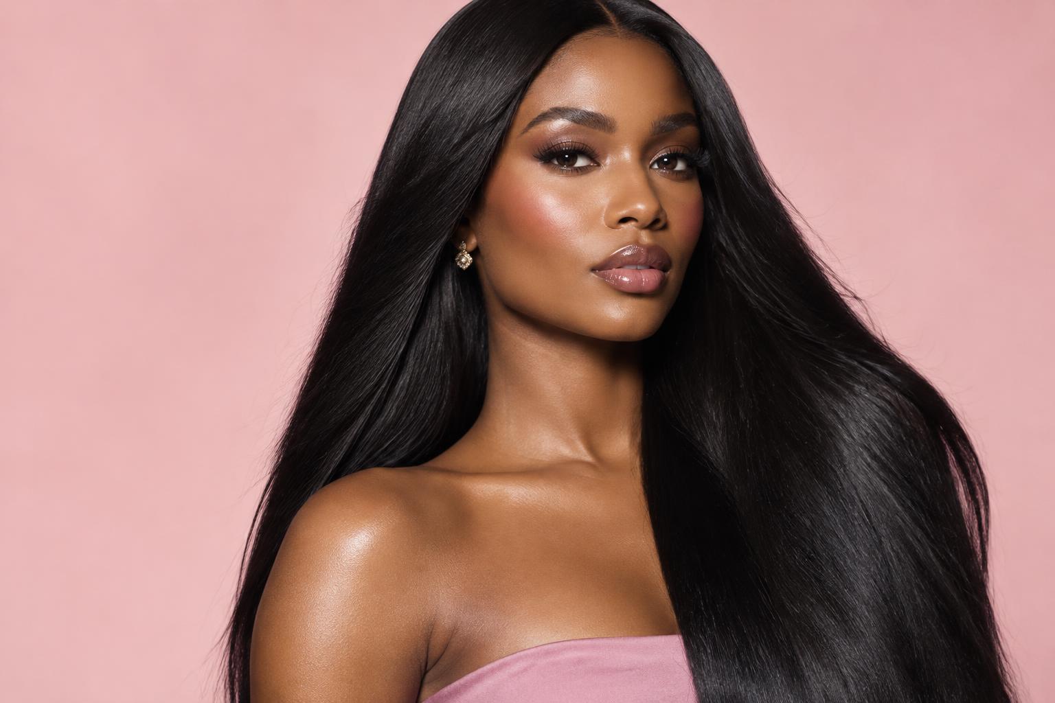 Woman with long, silky straight hair